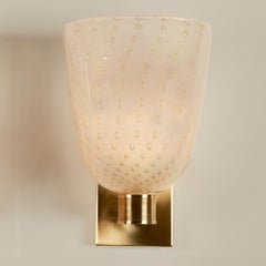 Murano Pulegoso Wall Light, Gold Fleck Glass & Brass, Italian Design
