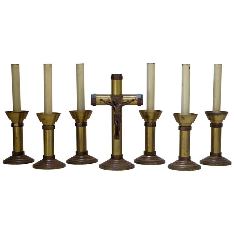 Stunning Large Vintage Pierced Brass Candlestick Set Altar Candle