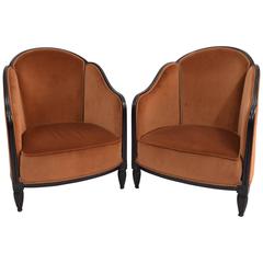 Art Deco Tub Chairs, Velvet Covers