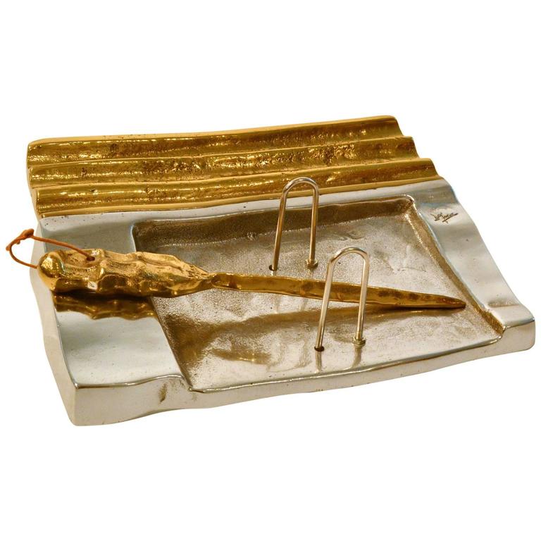 Brutalist Desk Set with Letter Opener by David Marshall at 1stDibs