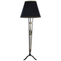 Art Deco Floor Lamp, Golden Brass Arrows Decoration