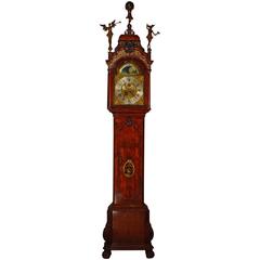 Antique Good Dutch Burr Walnut Longcase Clock with Calendar H.B. Negenvinger, Amsterdam