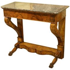 19th Century Marble-Topped Walnut Console Table