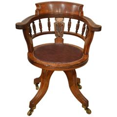 Walnut Victorian Period Revolving Desk Chair