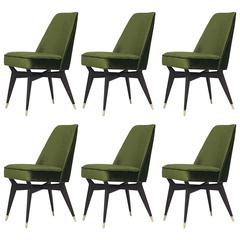 Six Mid-Century Italian Dining Chairs in the Style of Gio Ponti