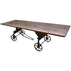 Antique Extremely Unique Victorian Cutting Table in Pitch Pine
