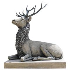 Retro Lifesize Stone Bronze Scottish Stag Xl Elk