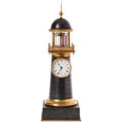 Antique Small and Amusing French Bronze and Gilt Lighthouse Timepiece, circa 1850