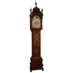 Antique Fine Dutch Burr Walnut Striking Longcase Clock J P Kroese, Amsterdam, circa 1730