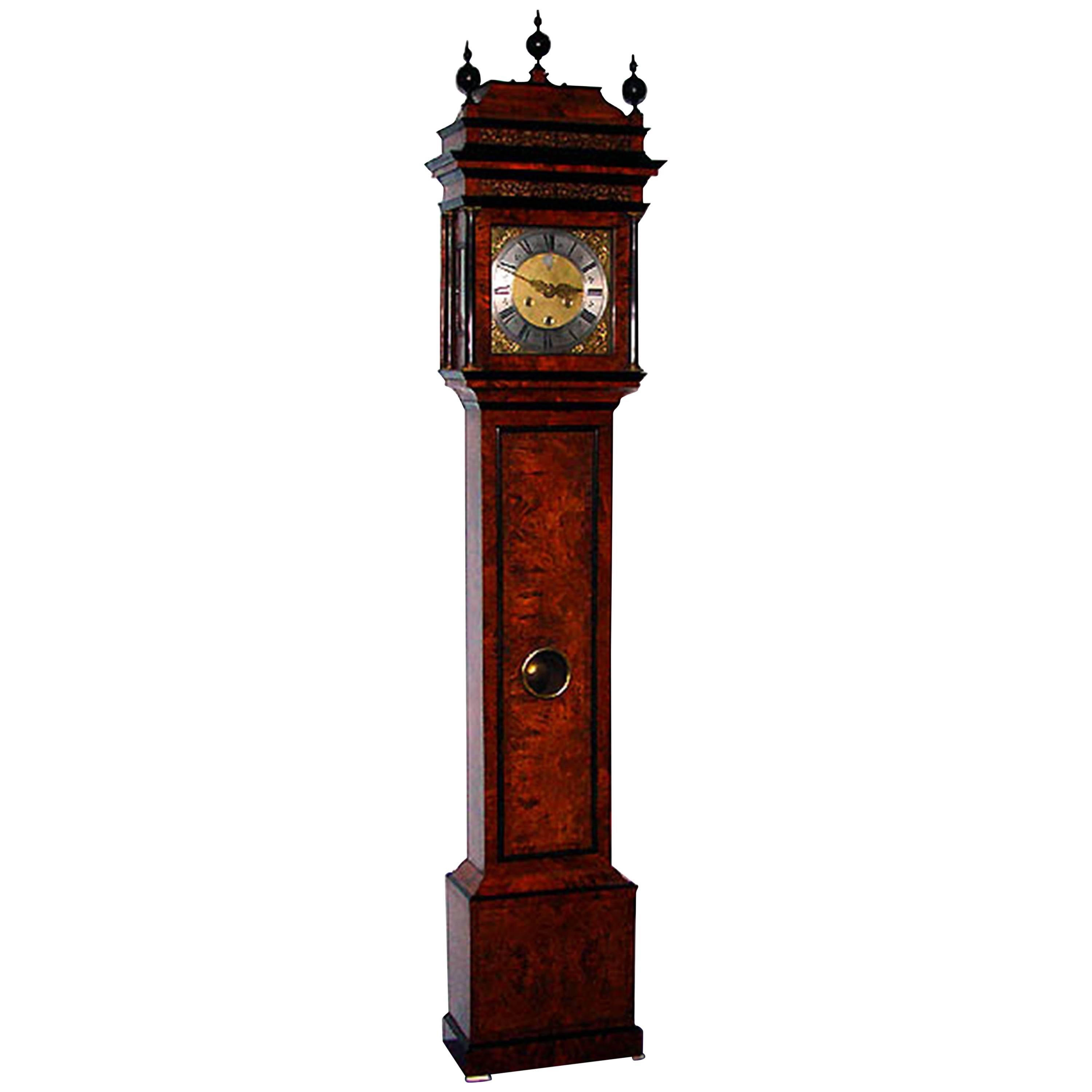 Early Dutch Mulberry Month Going Longcase Clock Huygens, Amsterdam, circa 1700 For Sale