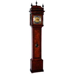 Antique Early Dutch Mulberry Month Going Longcase Clock Huygens, Amsterdam, circa 1700