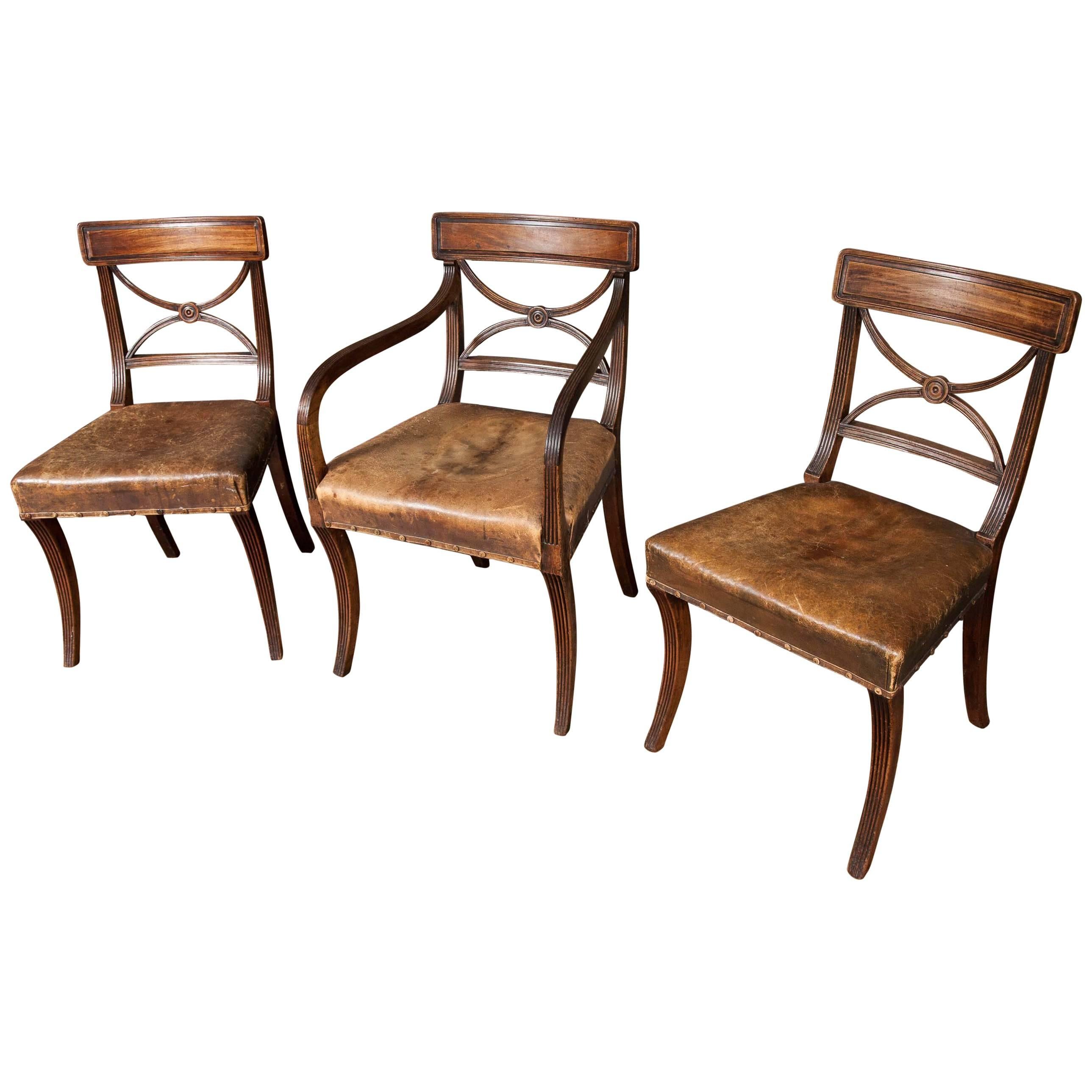 Set of 14 Late George III Mahogany Dining Chairs