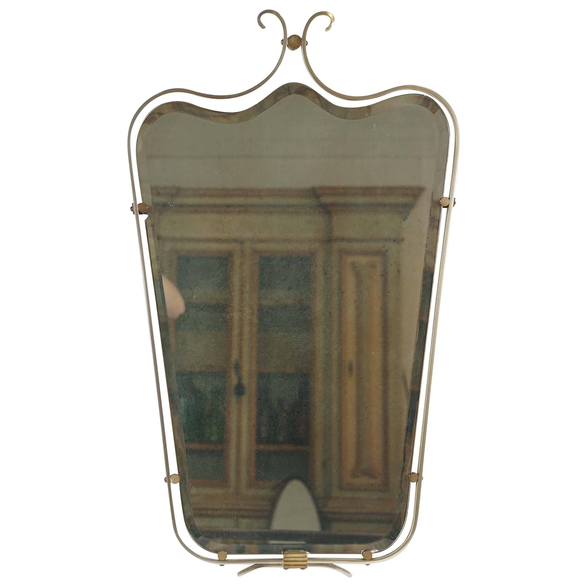 Petite French Mirror in Brass