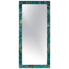 Turquoise and Gold Decoupage Mirror
