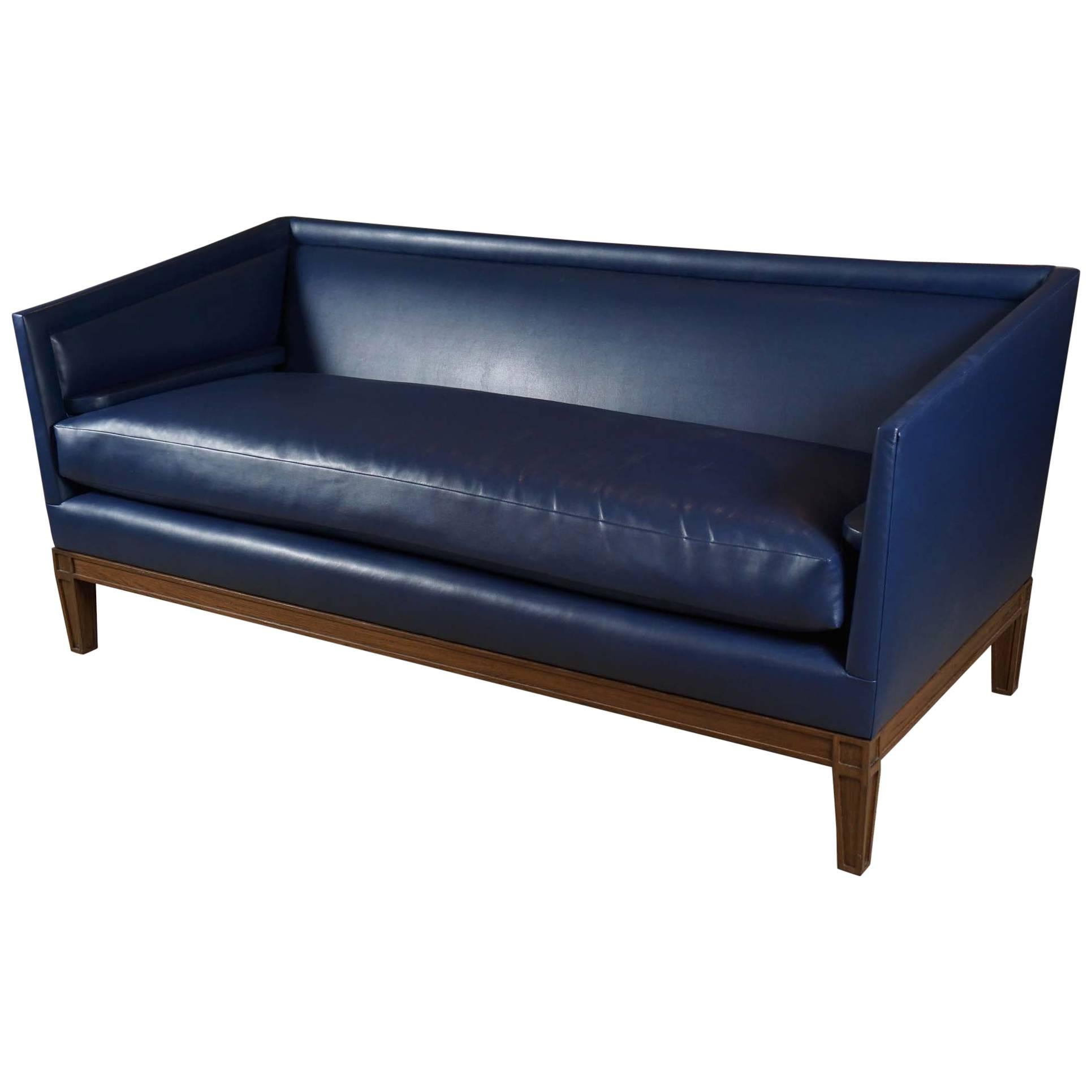 Boxed Arm Sofa in Dark Blue