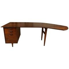 Modern Walnut Desk with Boomerang Top