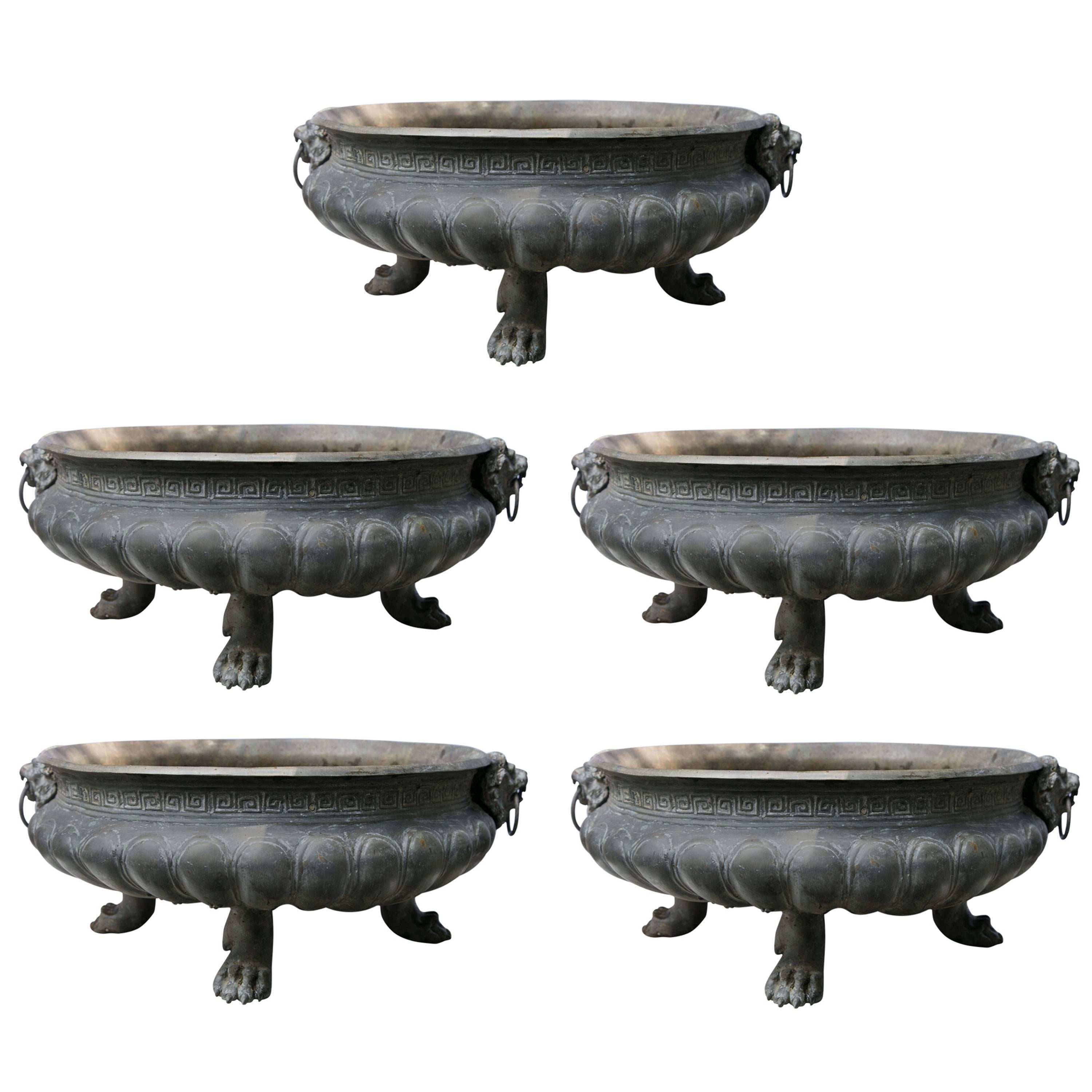 Set of Three Bronze Shallow Planters