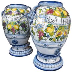 Pair of Glazed Pottery Italian Storage Jars