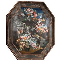 19th Century Still Life Painting of Octagon Shape 5