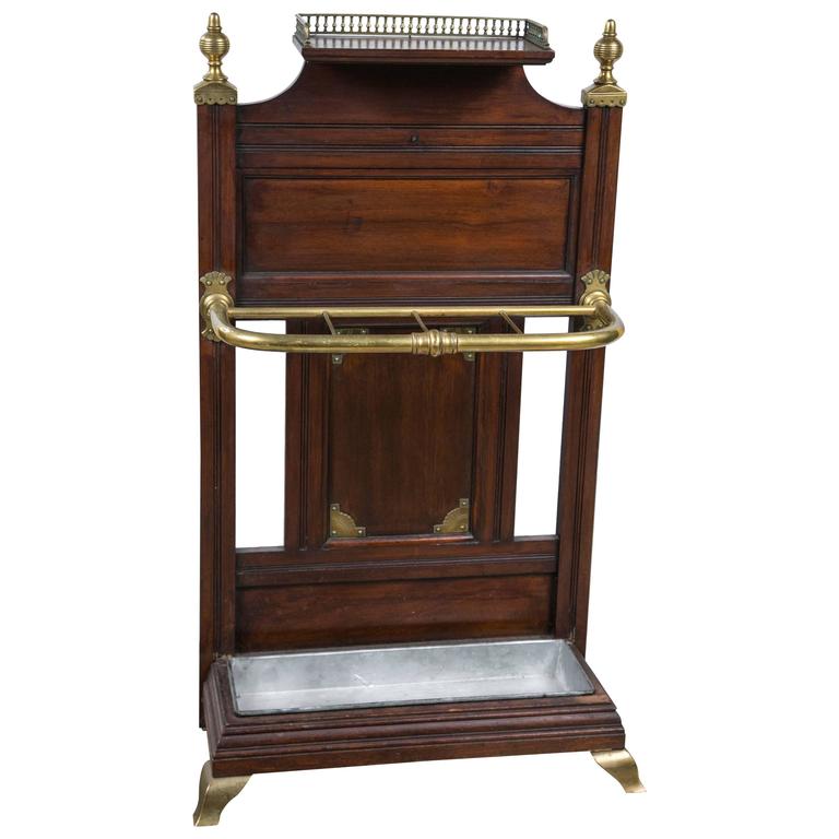 Mahogany and Brass Umbrella or Cane Stand at 1stdibs