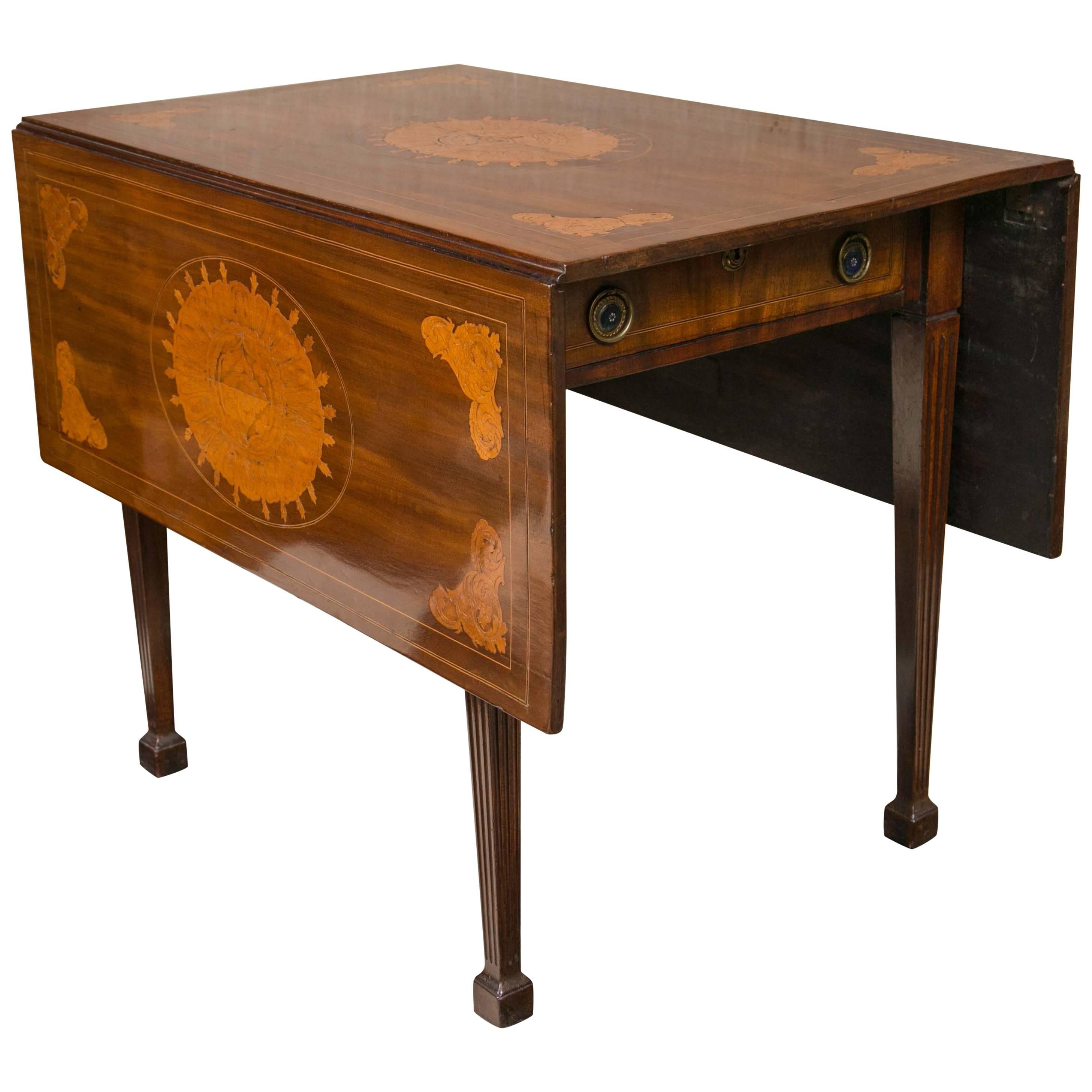 Dutch Drop-Leaf Table with Satinwood Inlay