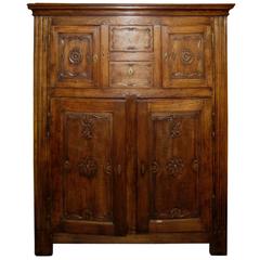 19th Century Country French Carved Oak Cabinet