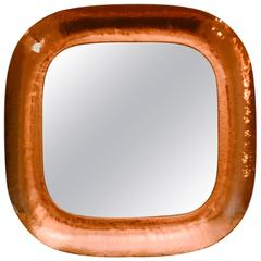 Copper Handcrafted Square Mirror Curvaceous Corners 