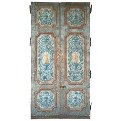 Antique Pair of Extravagantly Painted Doors from Naples, Italy 18th Century