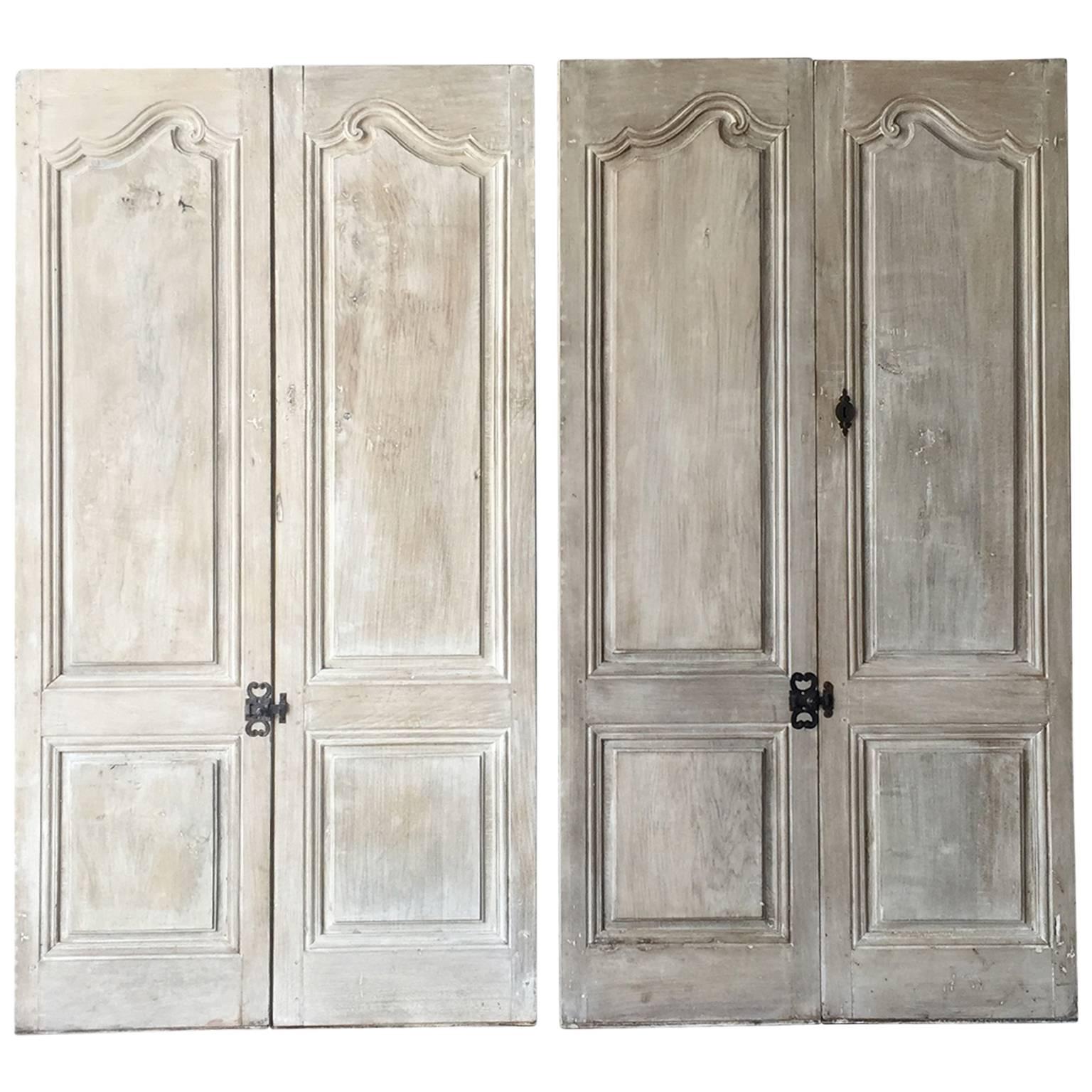 Two Pairs of Matching Antique Cabinet Doors with Reclaimed Hardware