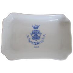 Hotel Ritz Paris Blue and White Limoges Porcelain Jewelry Dish, France