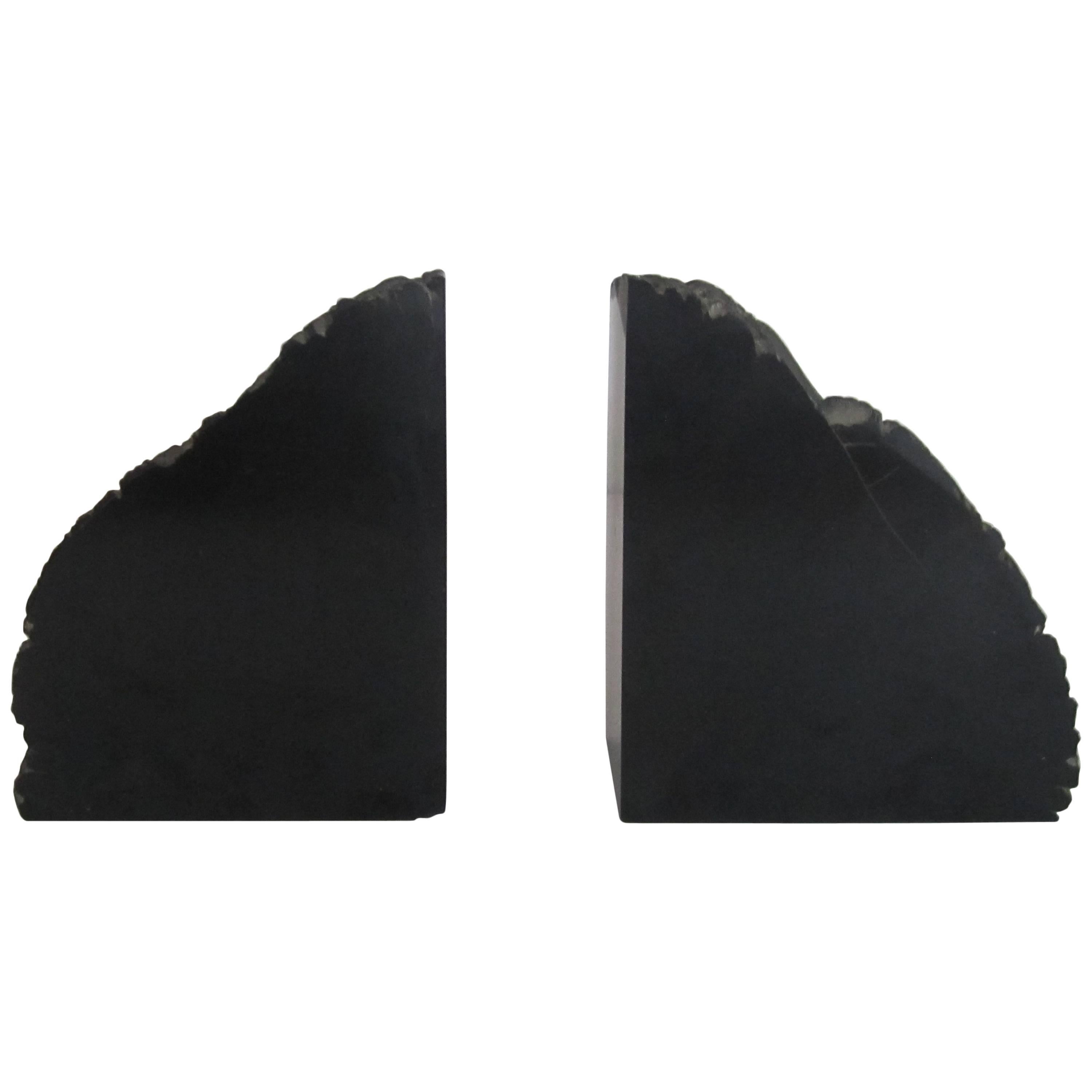 Pair of Vintage Black Natural Stone Bookends