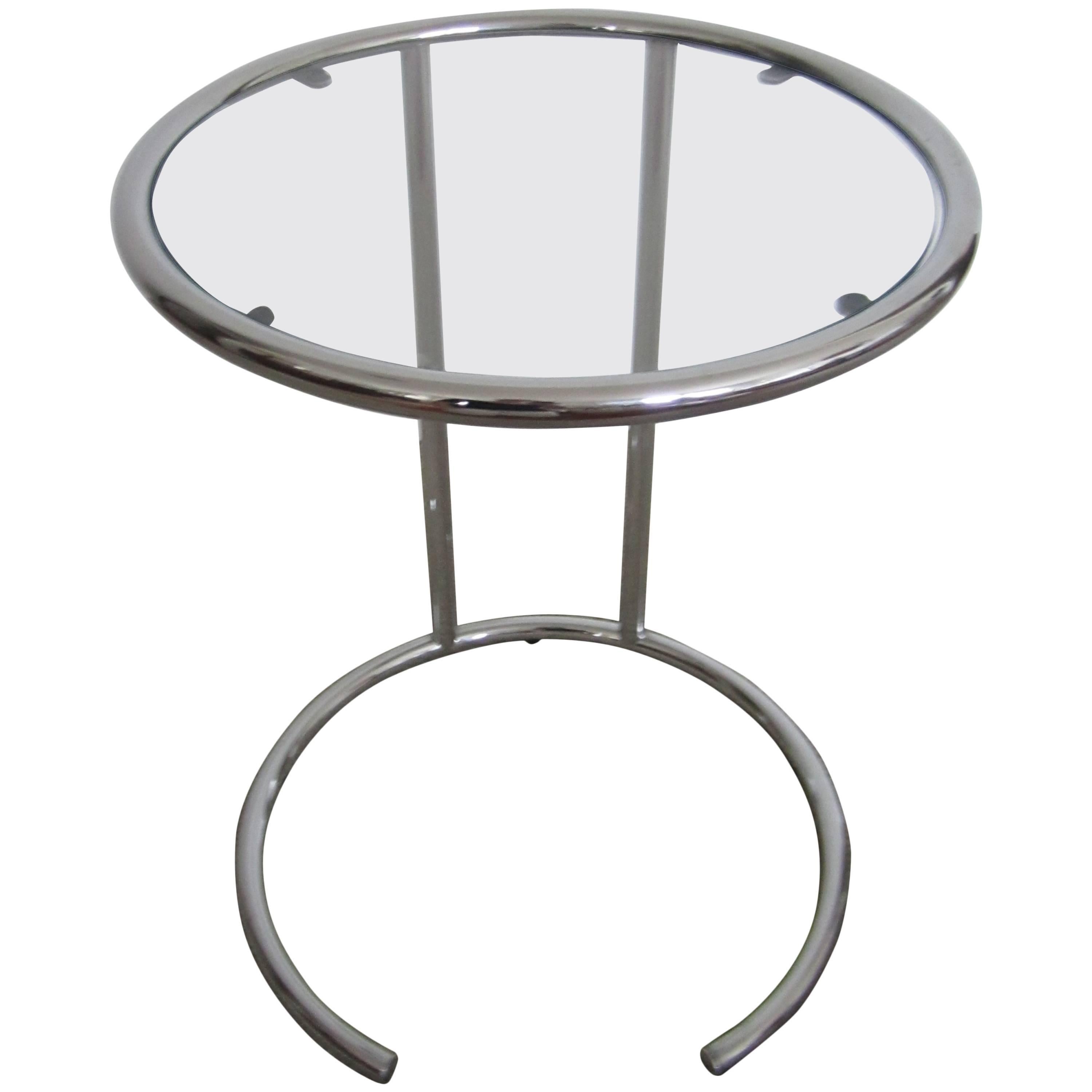 Vintage Modern Italian Chrome and Glass Side Table, Italy, 1970s