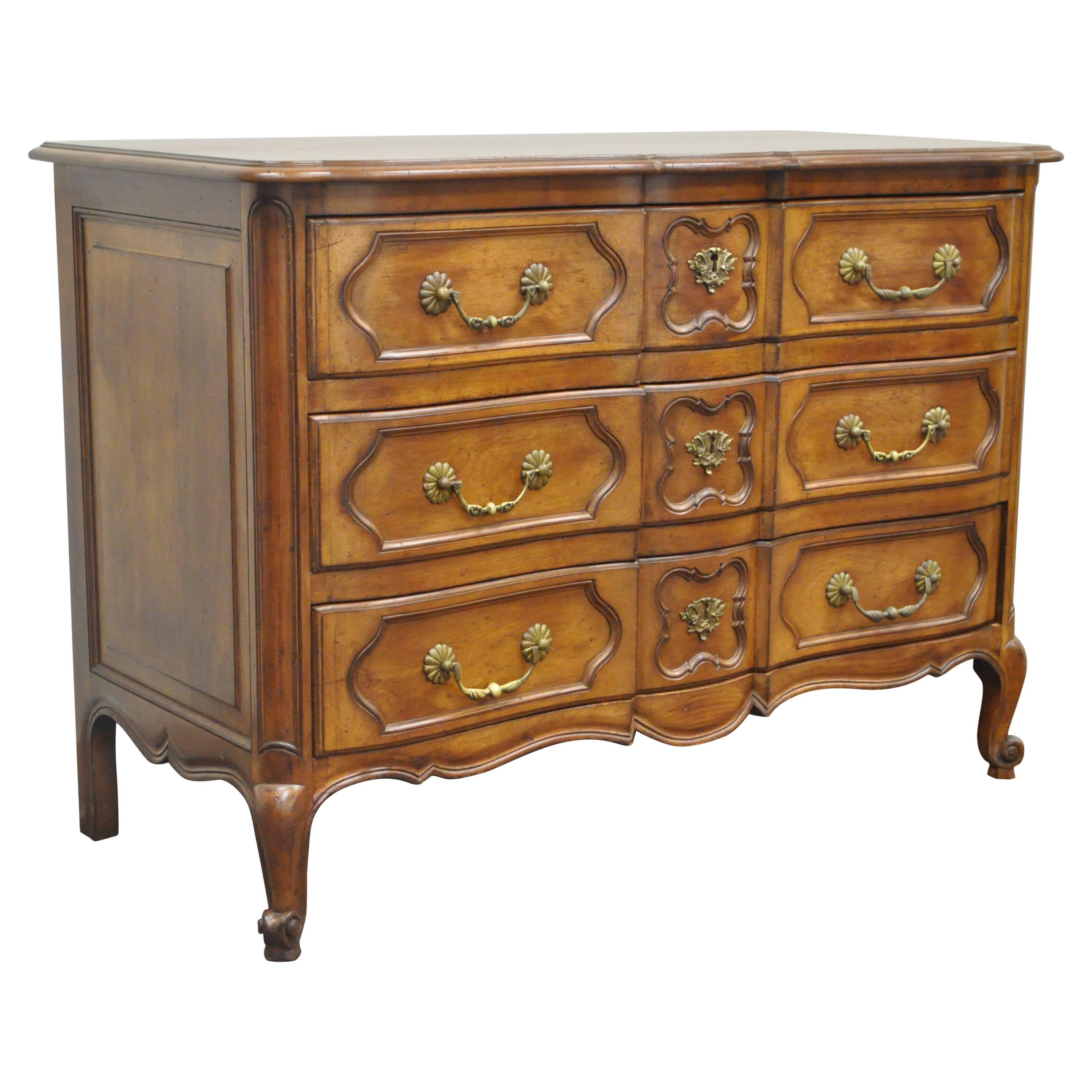 Country French Provincial Louis XV Style Cherry Bachelor Chest of Drawer Commode