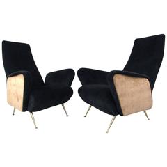Pair of Mid-Century Modern Lounge Chairs in the Style of Marco Zanuso