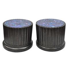Impressive Pair of Custom Fluted Column Pedestal Stands with Faux Specimen Tops 5