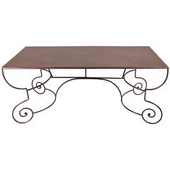Outdoor Wrought Iron Table, Mid-20th Century, Eight People