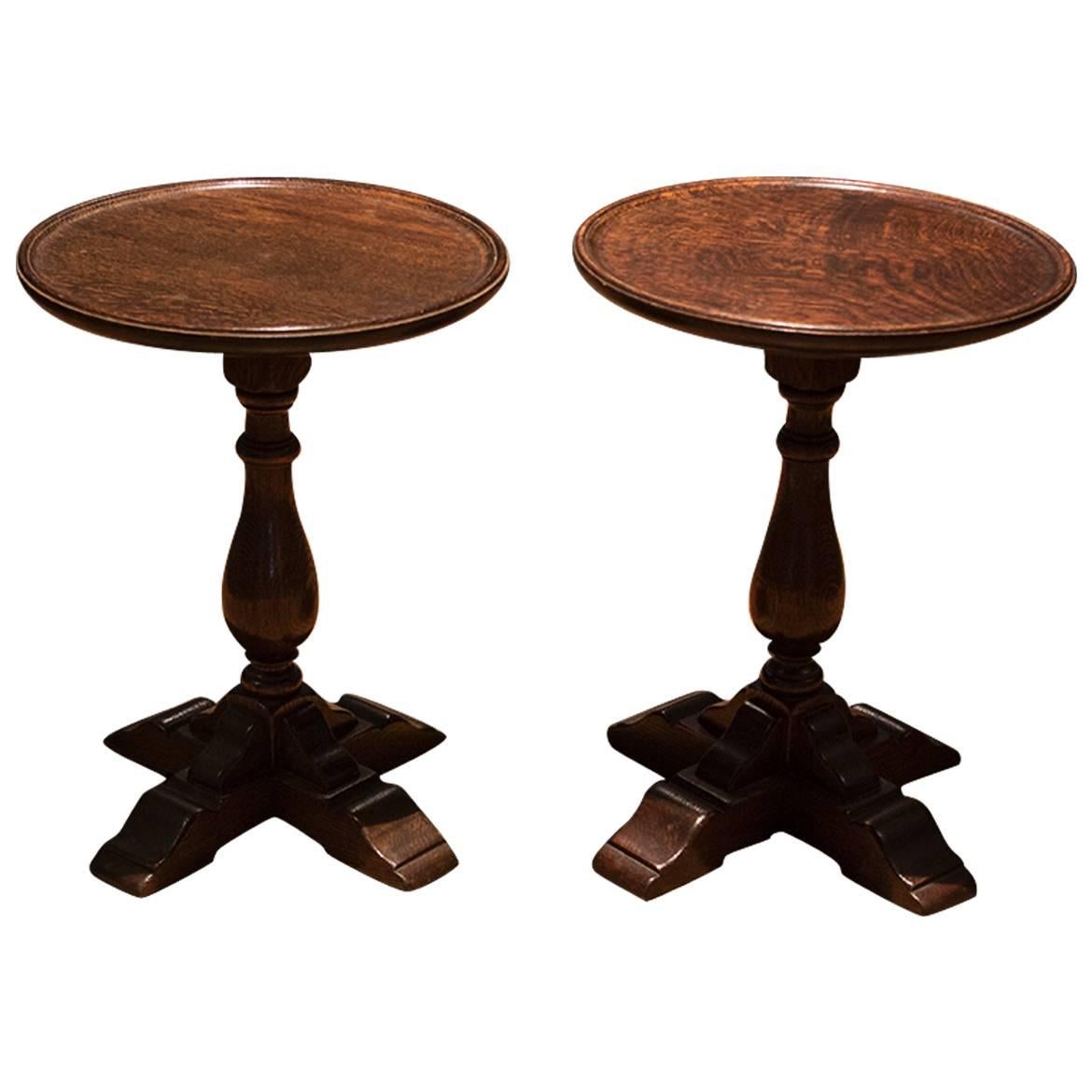 Pair of English Round Low Tables For Sale