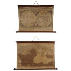 A Set of Two Late 18th-Century Wall Maps in Original Wood Mounts