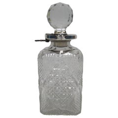 English Sterling Silver and Crystal Liquor Spirit Bar Decanter