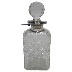Antique English Crystal and Sterling Silver Spirit Decanter with Lock and Key 7