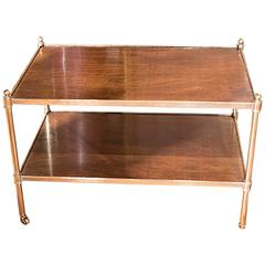 English Brass and Mahogany Low Table
