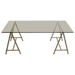 Maison Jansen Style Steel and Brass Coffee Table 7