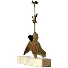 Bronze Flower Sculpture on Marble Base