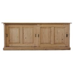 Antique 20th Century Belgian Stripped Pine Store Counter or Sideboard