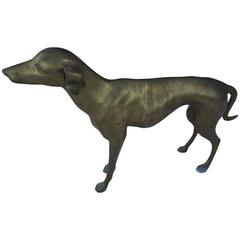 Sculptural Whippet Brass Dog