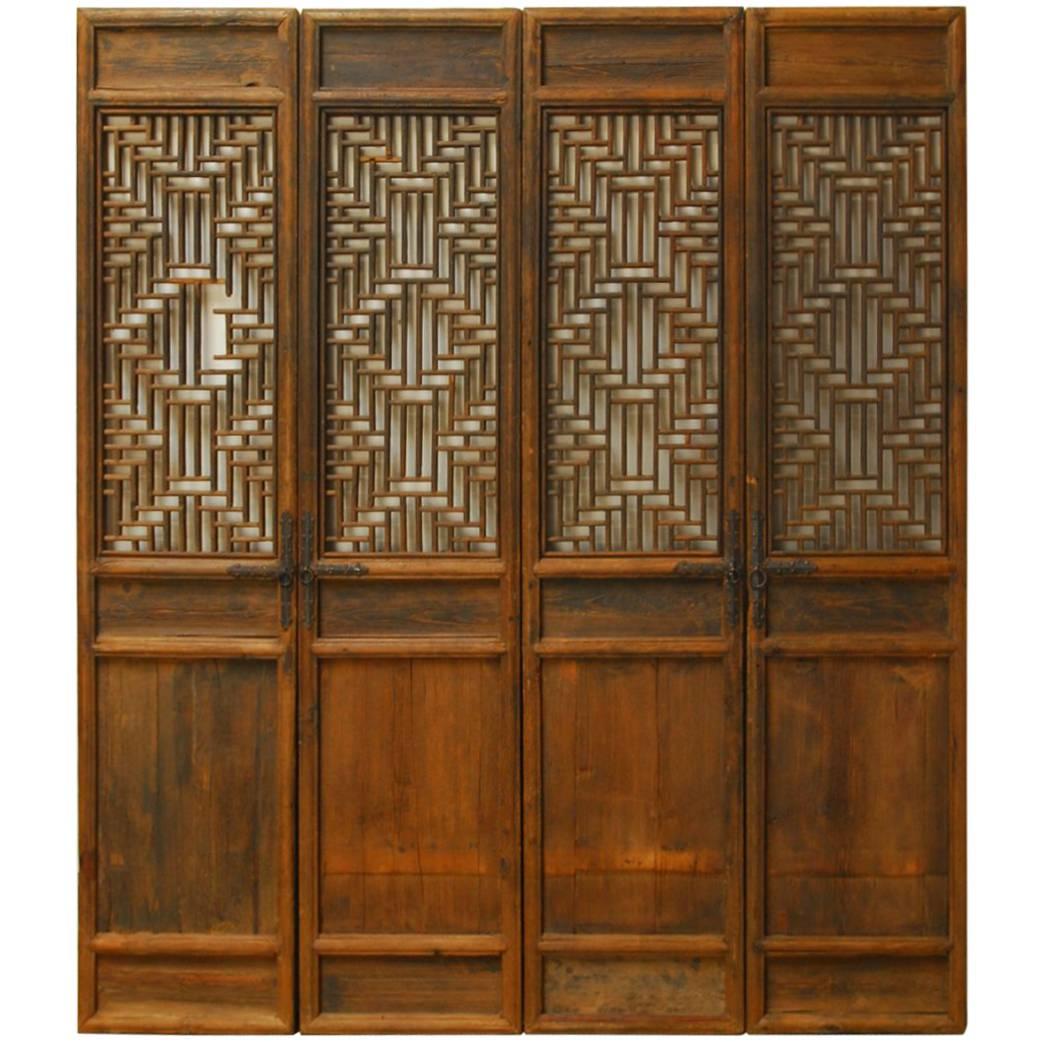 Set of Four Chinese Lattice Panel Doors