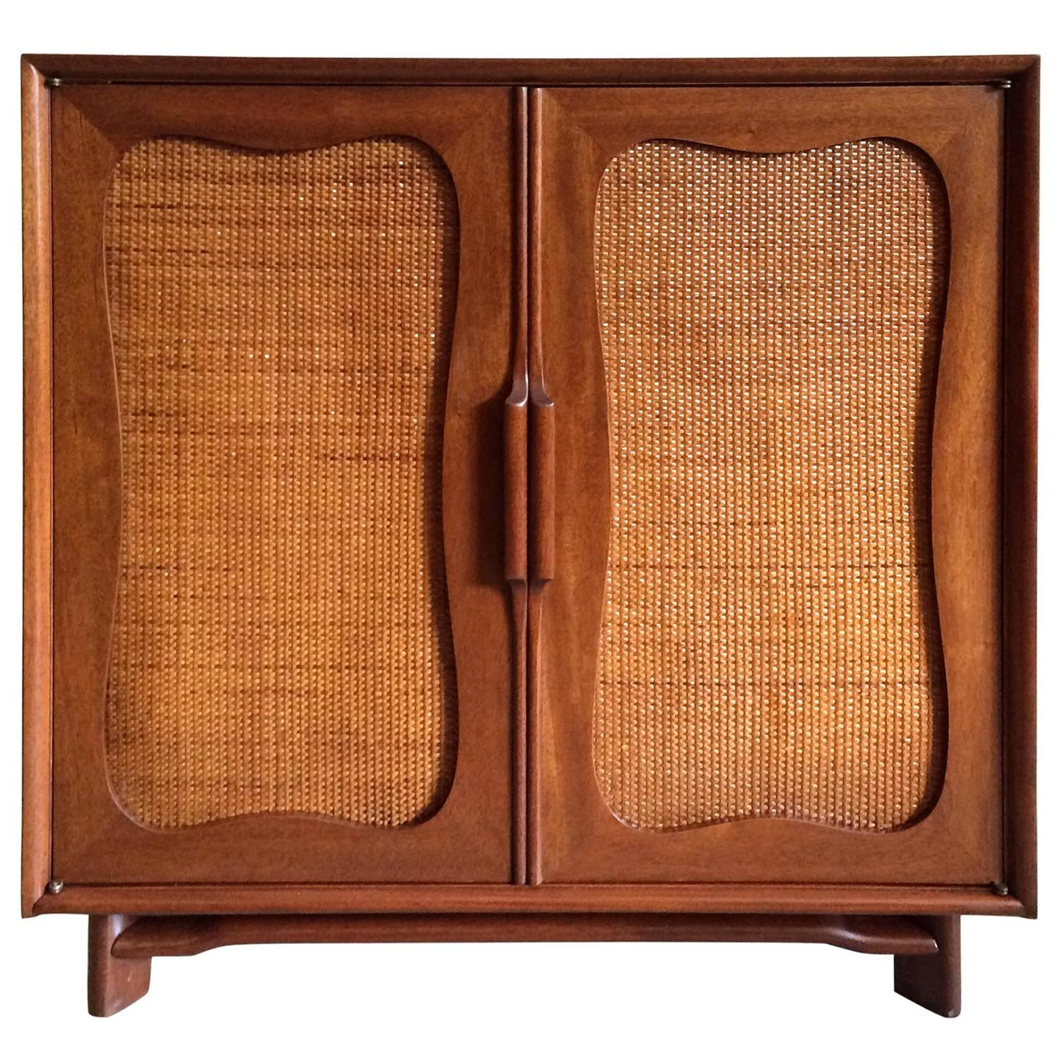 Hickory Furniture Company Rattan Front Mahogany Dresser At 1stdibs
