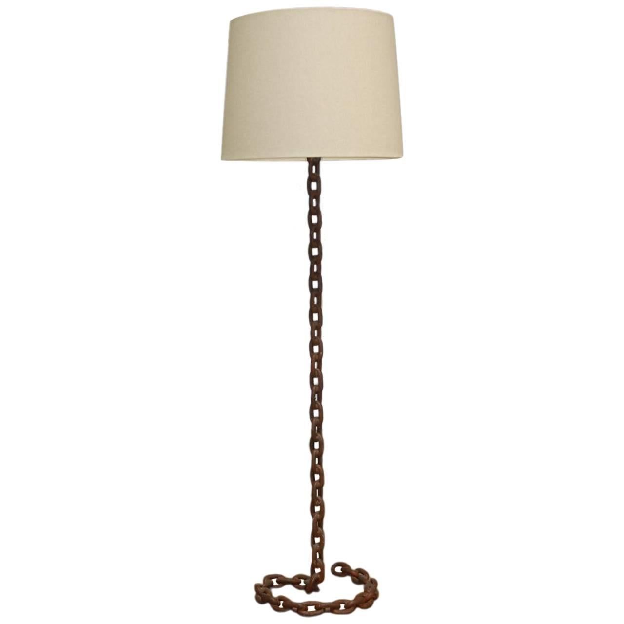 Nautical Iron Chain-Link Floor Lamp by Barry Dixon for Arteriors
