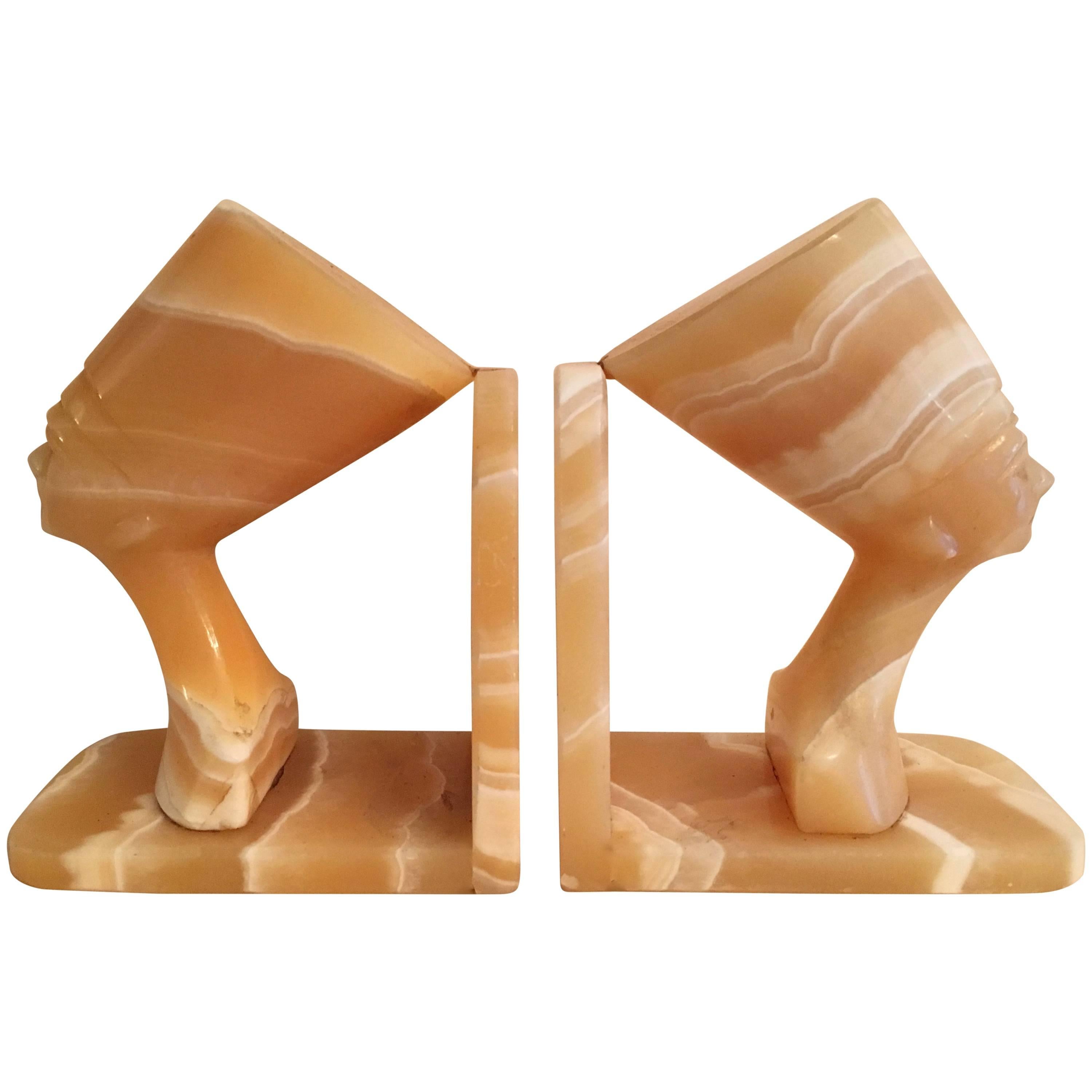 Pair of Onyx Nefertiti Bookends