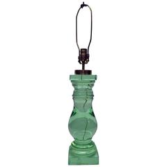 Mid-Century Green Murano Glass and Brass Table Lamp
